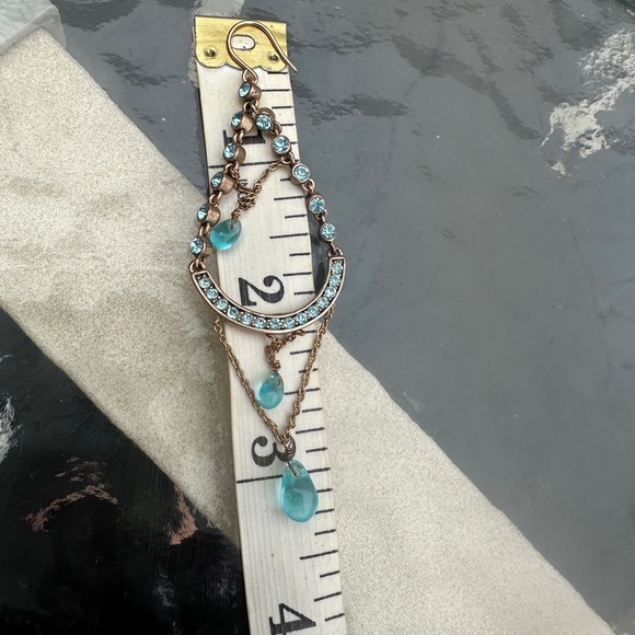 Kenneth Cole Teal and Gold Chandelier Earrings - Picture 4 of 4